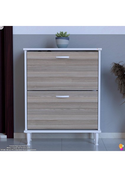 UMAY Kapı Önü 72x90x25, 5 cm’ lik 2 Düşer Kapak 4 Göz Bölmeli Ayakkabılık