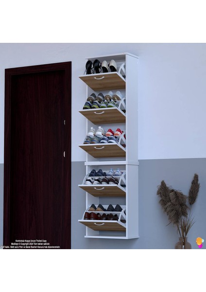 VARBİ UMAY' 2 Li Asma Kapı Önü 52 x193x26 cm’ lik 5 Düşer Kapak 10 Göz Bölmeli Ayakkabılık