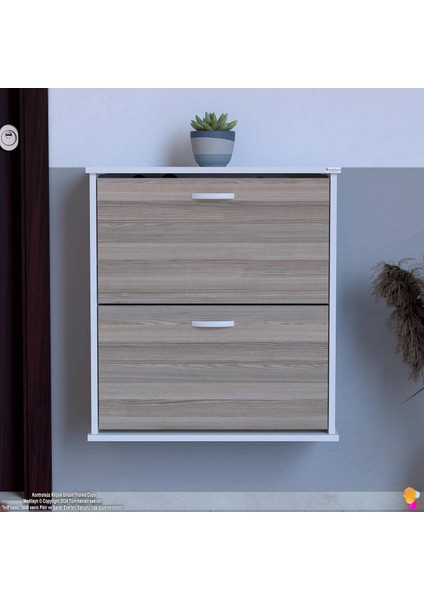 UMAY Asma Kapı Önü 72 x 78 x 25,5 cm’ lik 2 Düşer Kapak 4 Göz Bölmeli Ayakkabılık