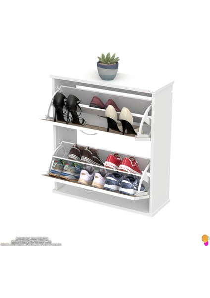 UMAY Asma Kapı Önü 72 x 78 x 25,5 cm’ lik 2 Düşer Kapak 4 Göz Bölmeli Ayakkabılık