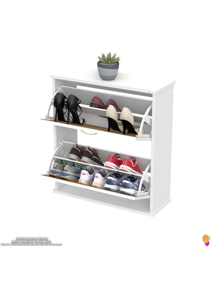 UMAY Asma Kapı Önü 72 x 78 x 25, 5 cm’ lik 2 Düşer Kapak 4 Göz Bölmeli Ayakkabılık