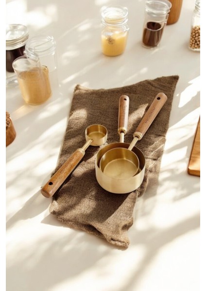 80ML 15ML 125ML 3 Adet Farklı Boy Paslanmaz Çelik Ahşap Saplı Ölçü Kaşığı Seti Ölçü Kabı modelleri