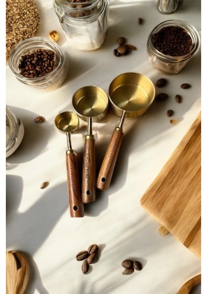 80ML 15ML 125ML 3 Adet Farklı Boy Paslanmaz Çelik Ahşap Saplı Ölçü Kaşığı Seti Ölçü Kabı fırsatları