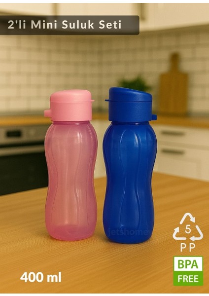 2'li Set Bpa Free 400 ml Su Şişesi – Kokusuz, Akıtmaz, Pp-5, Spor ve Okul Suluk