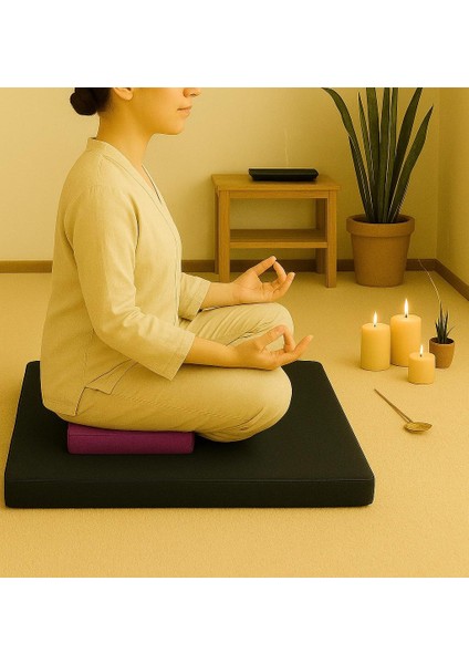 Meditasyon Minderi Seti 60x60 ve 40x20 cm Yüksek Kalınlık ile Konforlu Kullanım