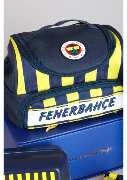 Yeni Sezon Lisanslı Fenerbahçe Çubuklu 3 Bölmeli Beslenme ÇANTASI,700 ml Trıtan Matara ve 2 Katlı Beslenme Kabı/lunch Box