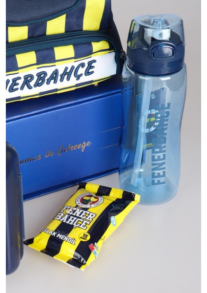 Yeni Sezon Lisanslı Fenerbahçe Çubuklu 3 Bölmeli Beslenme ÇANTASI,700 ml Trıtan Matara ve 2 Katlı Beslenme Kabı/lunch Box