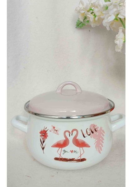 Flamingo Emaye Derin Tencere 3 Litre 20 cm Çap Süt Yoğurt Çorba Reçel Konserve Salça Tenceresi