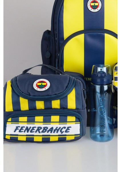 Yeni Sezon Lisanslı Fenerbahçe Full Set Çubuklu Okul,3 Bölmeli Beslenme Çantası ve Kalem Çantası Ile 700 ml Matara,beslenme Kabı