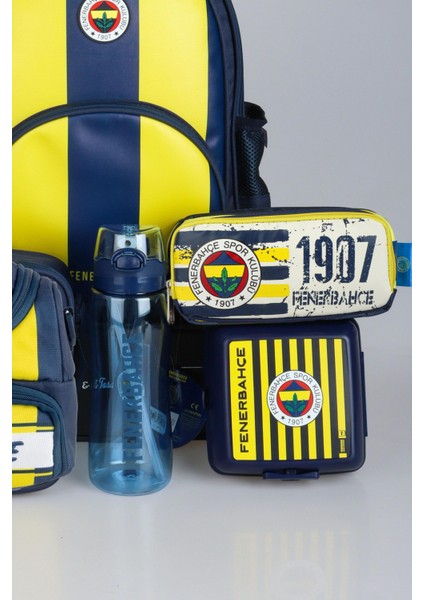 Yeni Sezon Lisanslı Fenerbahçe Full Set Çubuklu Okul,3 Bölmeli Beslenme Çantası ve Kalem Çantası Ile 700 ml Matara,beslenme Kabı
