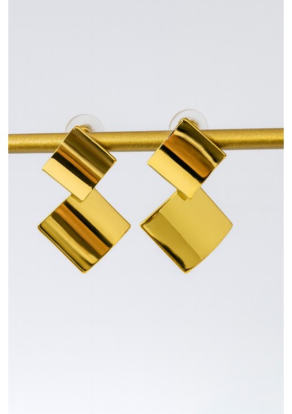 Altın Sarısı Renk Geometrik Tasarım Küpe fiyatları