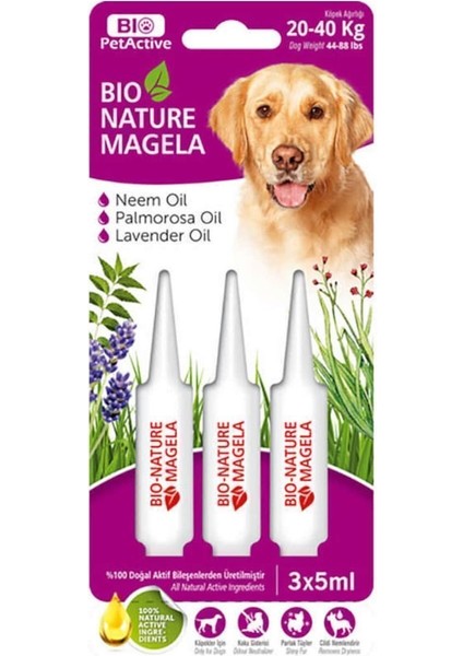 Nature Magela Köpek Dış Parazit Tüy ve Deri Bakım En Se Damlası Bit Pire Kene 3x5 ml 20-40 kg
