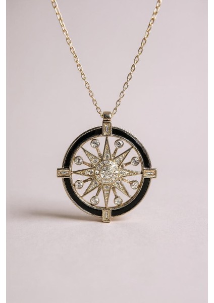 925 Ayar Gümüş Pusula Kadın Kolye