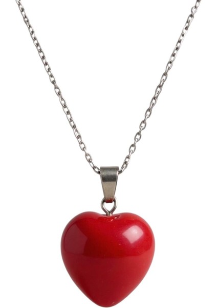 925 Ayar Gümüş Zincirli Pembe Akik Kalp Kadın Kolye (Doğal Taş) fiyatları