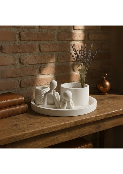 Modern Beyaz Dekoratif Set – 5 Parçalı Minimalist Tasarım