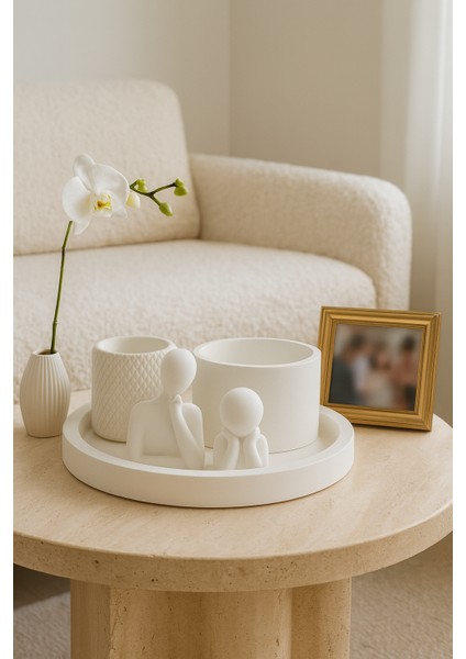Modern Beyaz Dekoratif Set – 5 Parçalı Minimalist Tasarım fiyatları