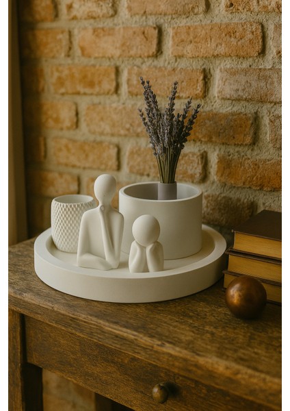 Modern Beyaz Dekoratif Set – 5 Parçalı Minimalist Tasarım indirimleri