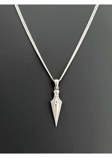 925 Ayar Gümüş Gurmet Zincirli Hançer Erkek Kolye