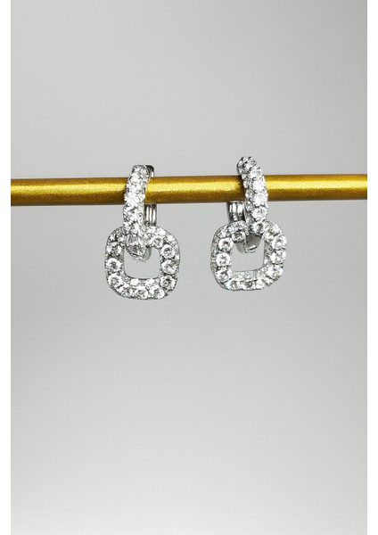 Zirkon Taşlı Kare Form Sallantılı Küpe fiyatları