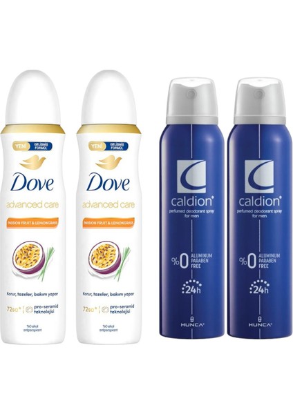 Sprey Deodorant Passion&lemongrass 150 ml 2 Adet + Caldion Classic Erkek Deodorant 150 ml 2 Adet
