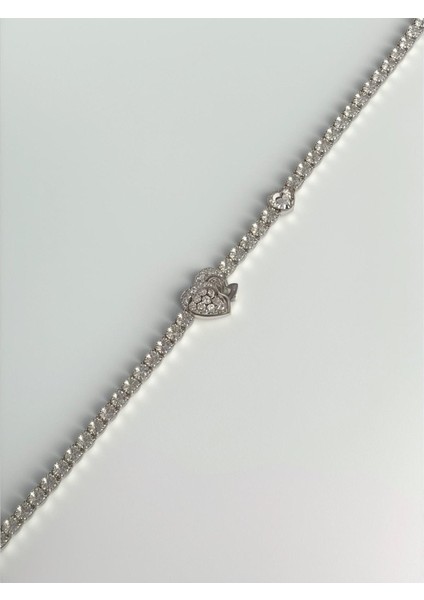 925 Ayar Gümüş Su Yolu Kalp Bileklik Kadın