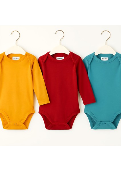 3'lü Unisex Renkli Body Seti 0-3AY,3-6AY