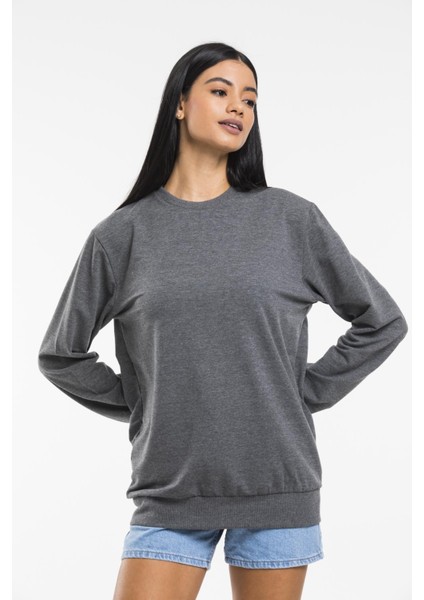 Süperlife Kadın Bisiklet Yaka Regular Kalıp Ince Pamuklu Sweatshirt SPR21K30