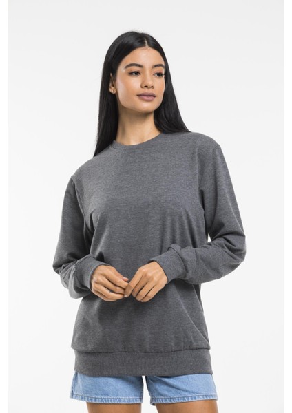 Süperlife Kadın Bisiklet Yaka Regular Kalıp Ince Pamuklu Sweatshirt SPR21K30 fırsatları