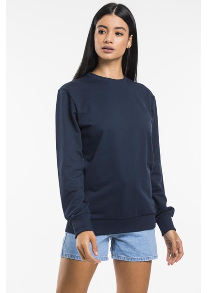 Süperlife Kadın Bisiklet Yaka Regular Kalıp Ince Pamuklu Sweatshirt SPR21K30