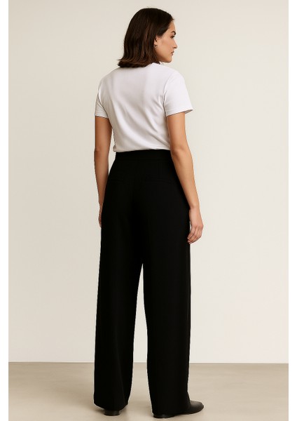 Kadın Palazzo Pantolon Siyah – Yüksek Bel, Likralı, Rahat Kesim, Şık Ofis & Günlük Kombin fiyatları