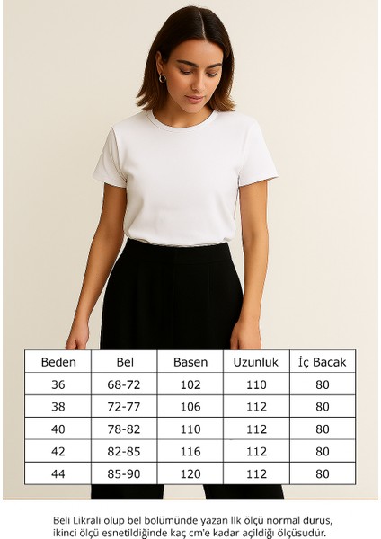 Kadın Palazzo Pantolon Siyah – Yüksek Bel, Likralı, Rahat Kesim, Şık Ofis & Günlük Kombin indirimleri