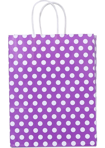 18*24*8 Mor Puantiyeli Saplı Kağıt Çanta 24 Adet fiyatları
