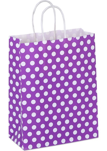 18*24*8 Mor Puantiyeli Saplı Kağıt Çanta 24 Adet modelleri