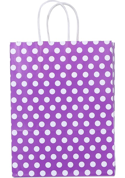 25*31*12 Mor Puantiyeli Saplı Kağıt Çanta 24 Adet fiyatları