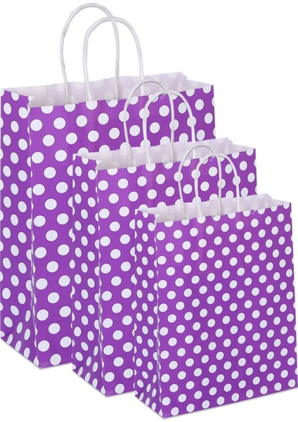 25*31*12 Mor Puantiyeli Saplı Kağıt Çanta 24 Adet fırsatları
