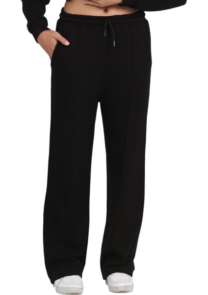 Kız Çocuk 3 Iplik Penye Pamuk Beli Lastikli Bağcıklı Eşofman Altı Okul Pantolon