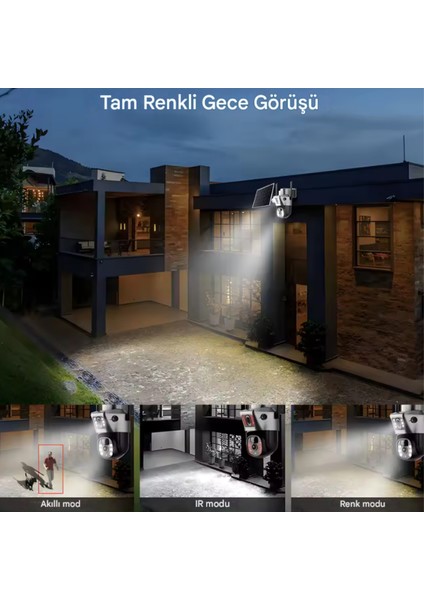VIVA 735W V380 WİFİ Solar Güvenlik Kamerası Türkçe PTZ Hareketli Gece Görüşlü Güneş Panelli Akıllı Kamera