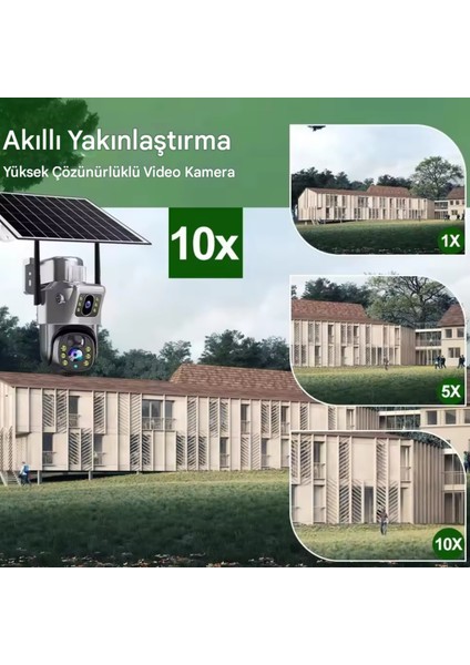 VIVA 735W V380 WİFİ Solar Güvenlik Kamerası Türkçe PTZ Hareketli Gece Görüşlü Güneş Panelli Akıllı Kamera