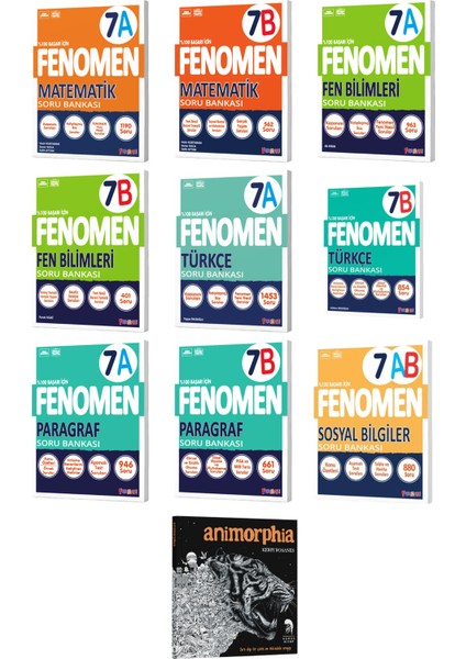 2026 Fenomen Okul 7. Sınıf Tüm Dersler Soru Bankası A ve B Seti - 10 Kitap (Animorphia Hediyeli)