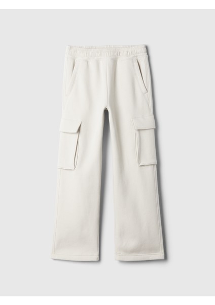 Erkek Çocuk Kırık Beyaz Vintage Soft Relaxed Kargo Eşofman Altı