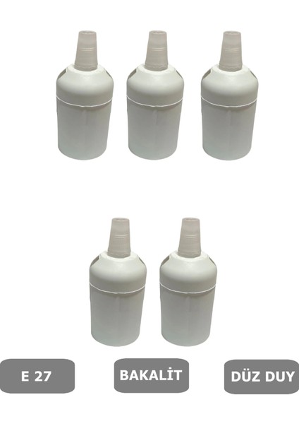 İtalyan Tip E27 Duy Vidasız Geçmeli Düz Bakalit Beyaz (250V-4A) 5 Adet