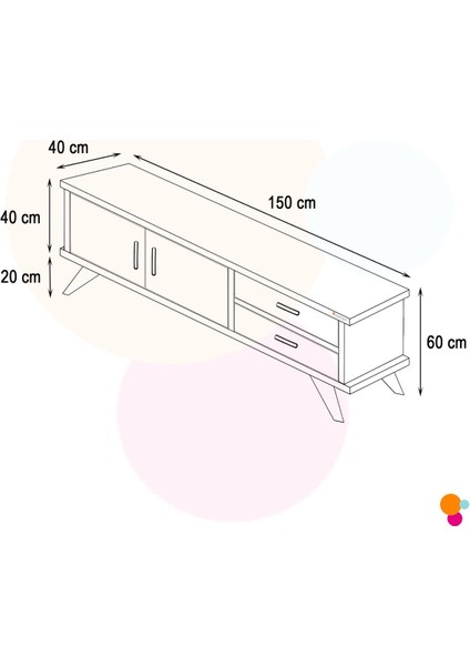 Claros Tv Sehpası Tv Ünitesi 150X40X60 cm Tv Standı