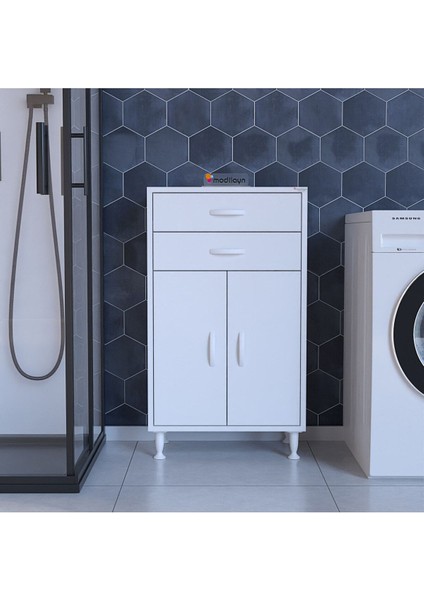 Trendline 54 x 95,1 x 32,5 cm 2 Kapaklı 2 Çekmeceli 2 Bölmeli Çok Amaçlı Dolap