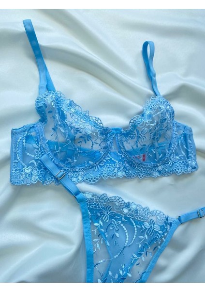 Dantel Detaylı Transparan Balconette Sütyen & Tanga Külot Takımı fırsatları