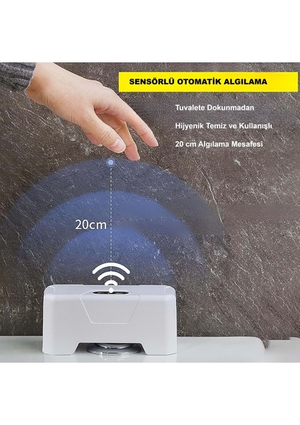 Otomatik Wc Tuvalet Sifonu Kızılötesi Sensörlü Temassız Akıllı Sensör Şarjlı Dahili Pil fiyatları