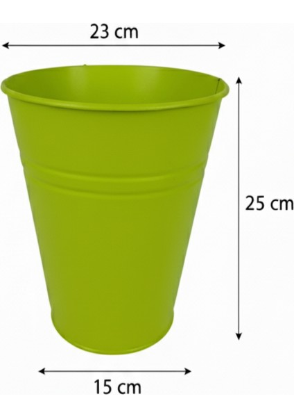 Konik Metal Saksı & Vazo - 25 cm Dekoratif Çok Amaçlı Renkli Çiçeklik (25X23/15 Cm) modelleri