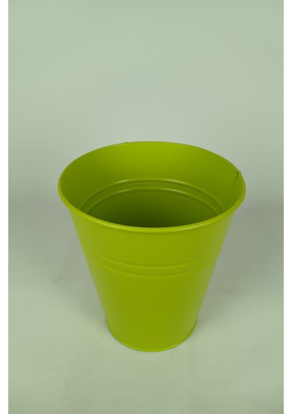 Konik Metal Saksı & Vazo - 25 cm Dekoratif Çok Amaçlı Renkli Çiçeklik (25X23/15 Cm)
