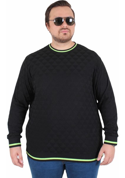 Erkek Büyük Beden Sıfır Yaka Triko Kazak Diamond 25200 Sıyah