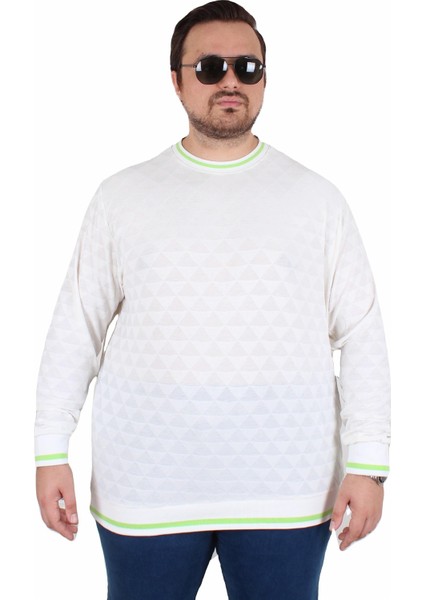 Erkek Büyük Beden Sıfır Yaka Triko Kazak Diamond 25200 Ekru fiyatları