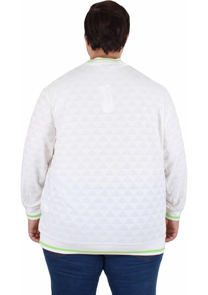 Erkek Büyük Beden Sıfır Yaka Triko Kazak Diamond 25200 Ekru modelleri